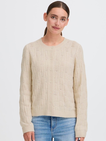 Oxmo Gebreid vest 'Sinva ' in Beige: voorkant