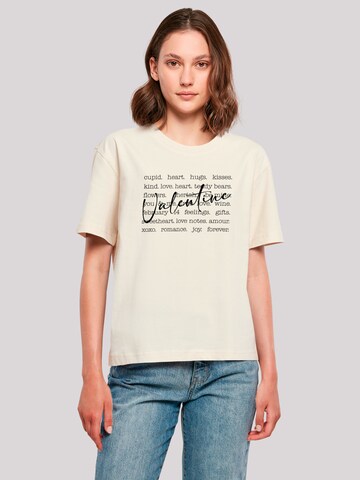 T-shirt 'Valentine Herz Hugs Kisses Love Flowers Joy' F4NT4STIC en beige : devant