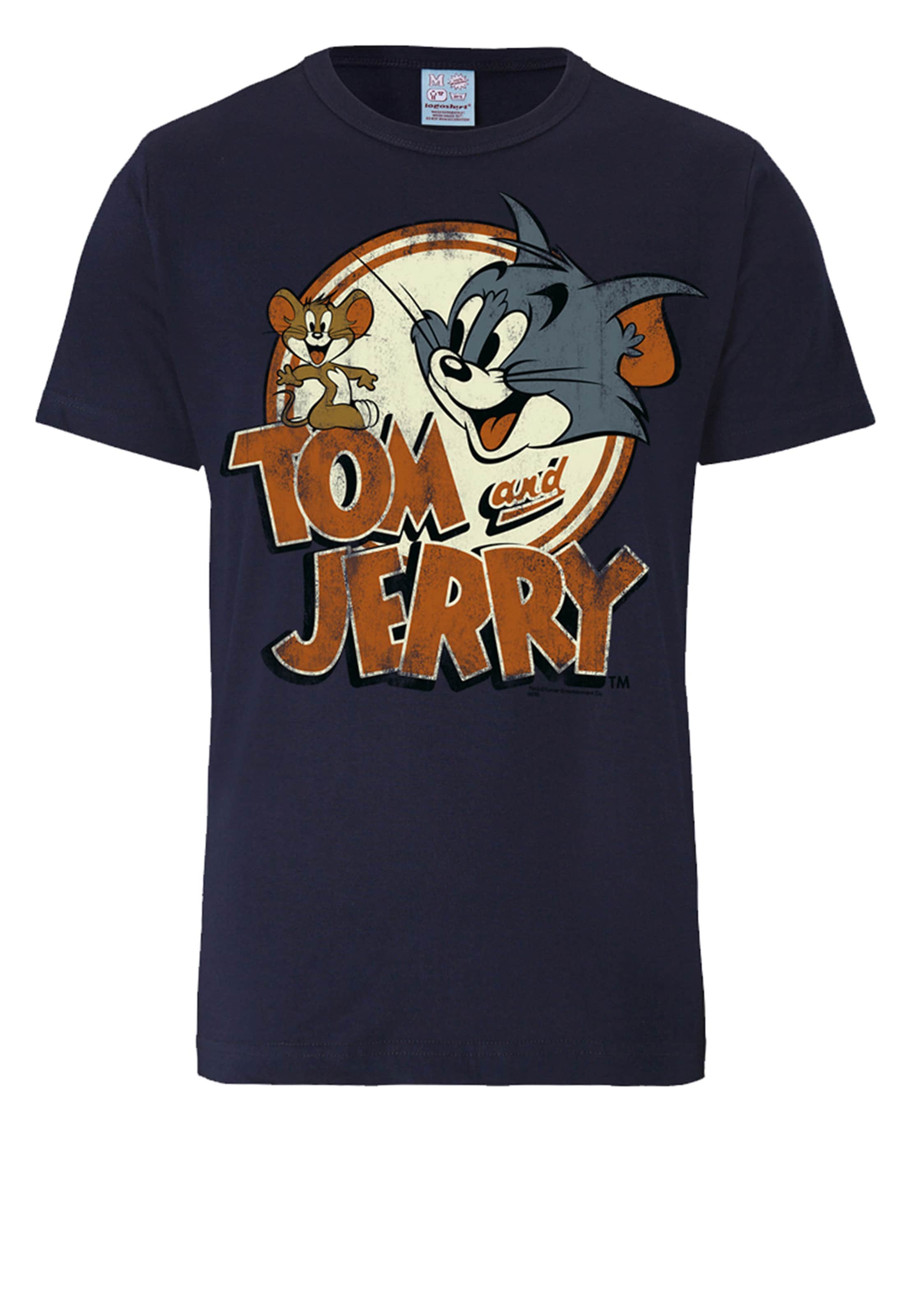 LOGOSHIRT Shirt 'Tom & Jerry' in Blauw: voorkant