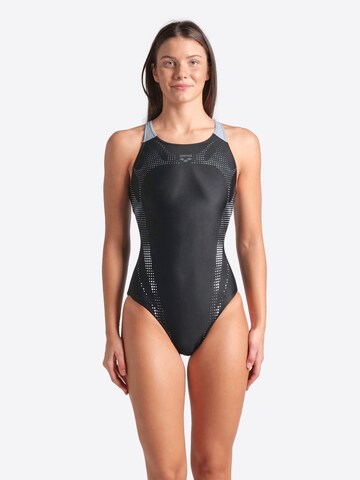 ARENA Bustier Badeanzug 'SPIDER WEB' in Schwarz: Vorderseite