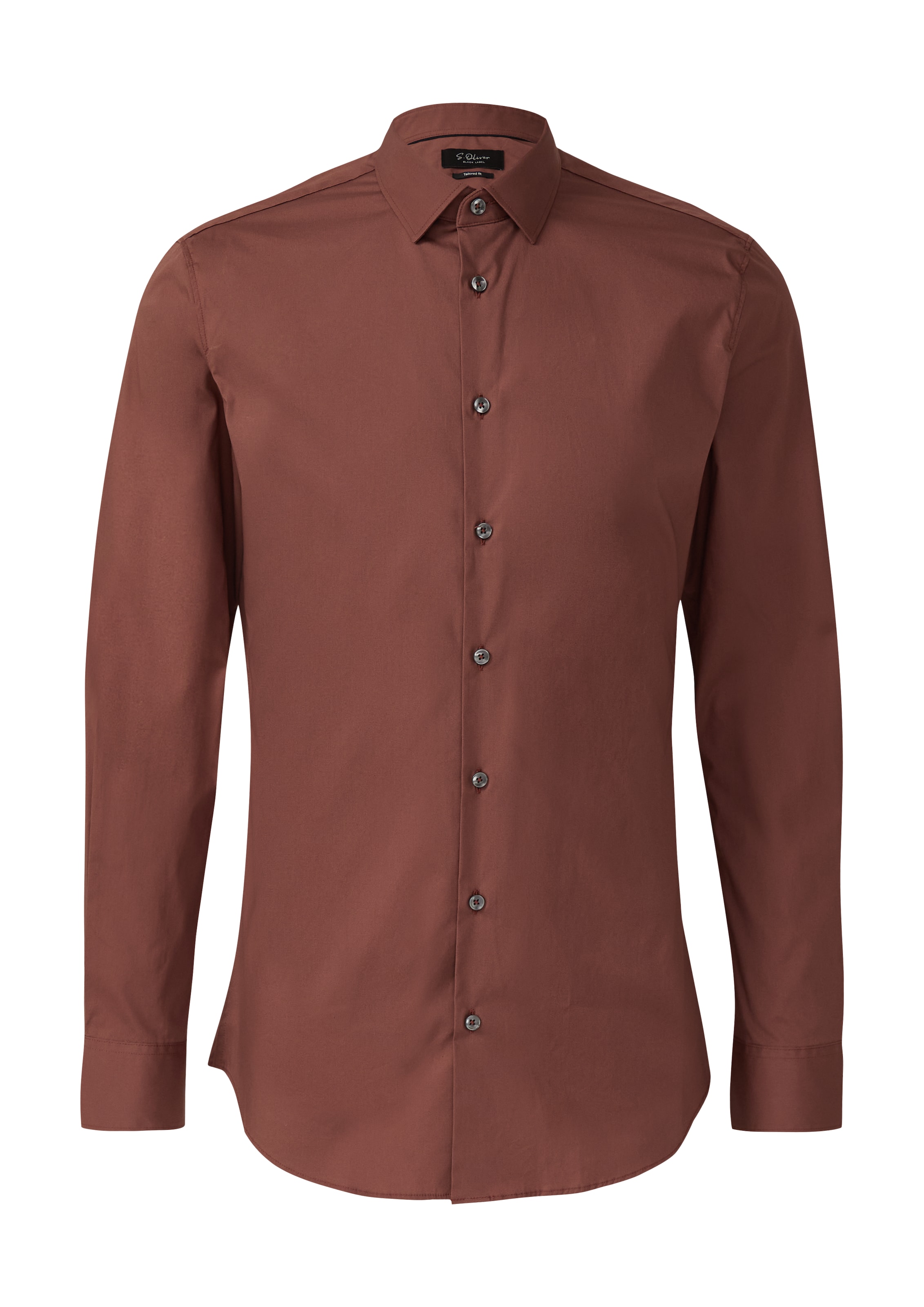 s.Oliver BLACK LABEL Slim Fit Businesshemd in Braun: Vorderseite