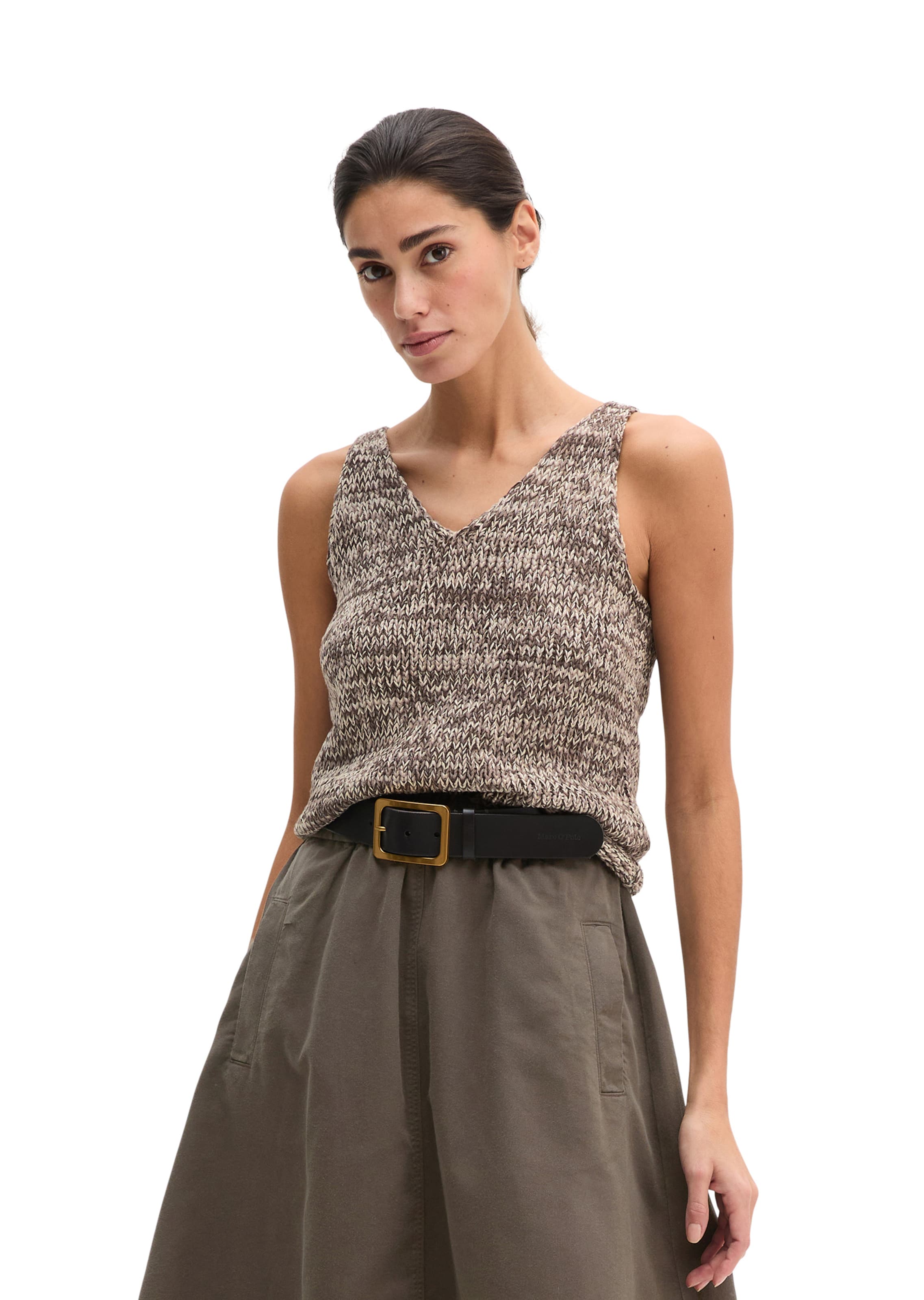 Marc O'Polo Sticktop in Braun: Vorderseite