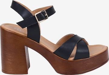 Desa - Sandalias con hebilla 'DESA Damen-Sandalen aus Leder mit hohem Blockabsatz' en negro: frente
