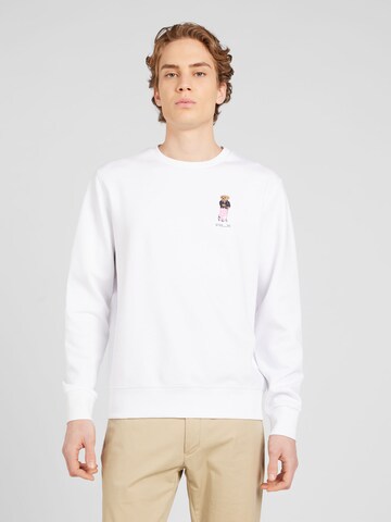 Sweat-shirt Polo Ralph Lauren en blanc : devant