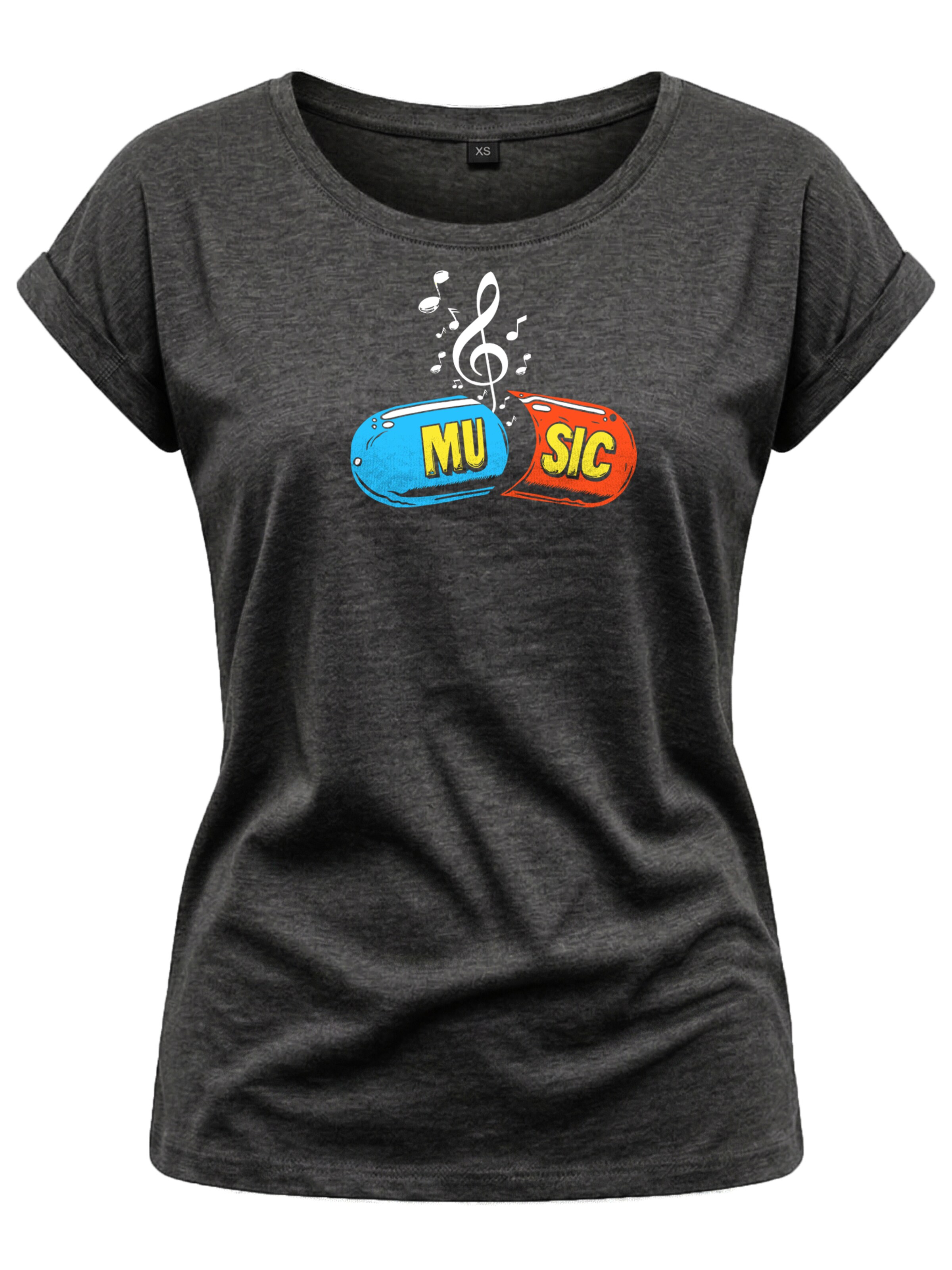 MAKAYA Shirt 'Music Pill' in Grey: front