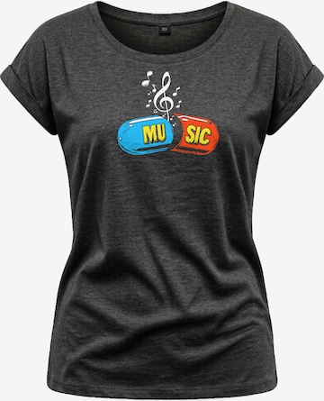 MAKAYA Shirt 'Music Pill' in Grey: front