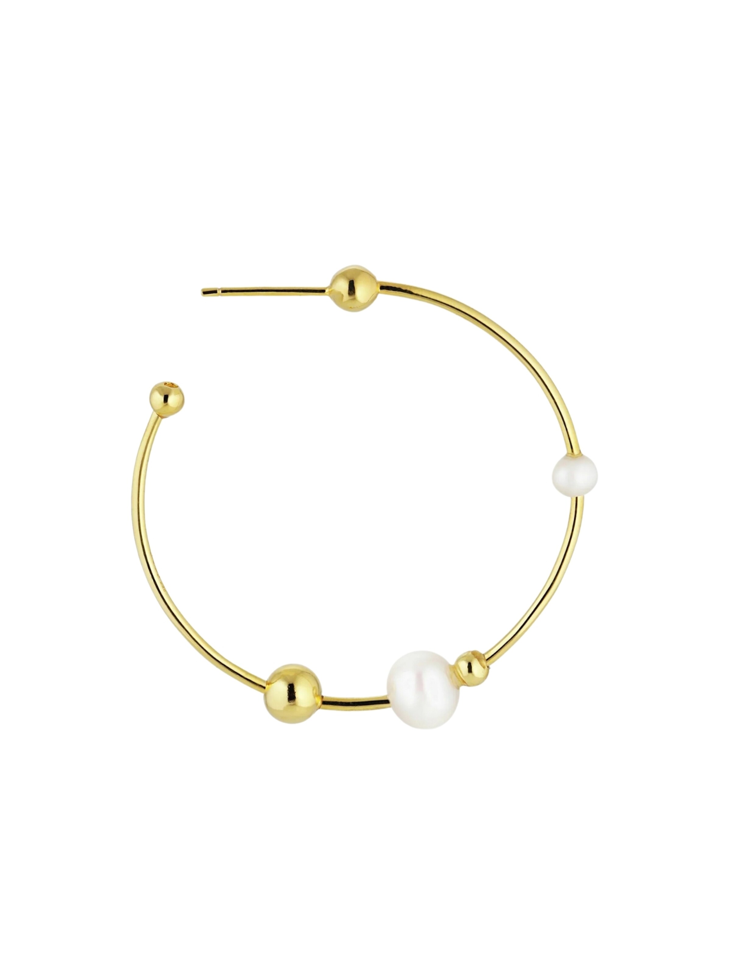 Jane Kønig Øreringe 'Atomic' i guld / perlehvid, Produktvisning