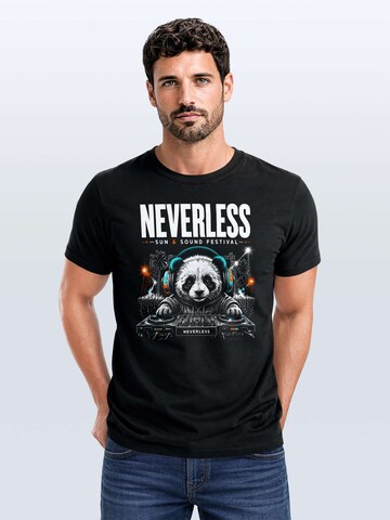 Neverless Shirt 'Electronic Panda' in Black: front