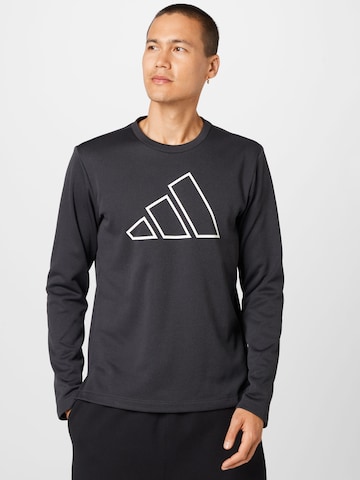 ADIDAS PERFORMANCE Athletic Sweatshirt 'Train Icons 3 Bar Logo ' in Black: front