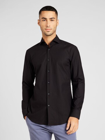 Coupe slim Chemise 'Kason' HUGO en noir : devant