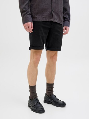 JACK & JONES regular Lærredsbukser i sort: forside