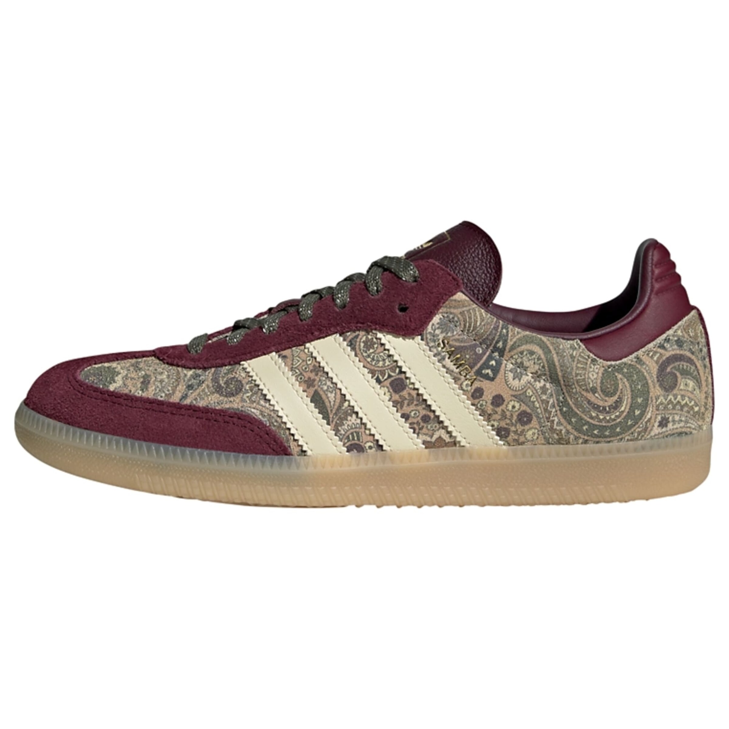 ADIDAS ORIGINALS Zemie brīvā laika apavi 'Samba OG X Liberty London' pieejams 35,5, krāsa - nebalināts / haki / olīvzaļš / bordo, Preces skats