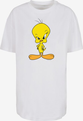 F4NT4STIC Shirt 'Looney Tunes Angry Tweety' in Wit: voorkant