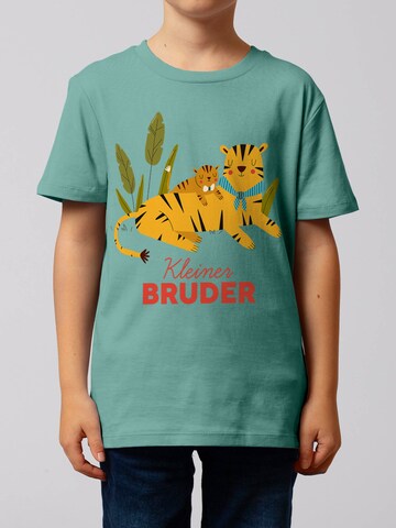 watabout.kids T-Shirt 'Tiger Kleiner Bruder' in Blau: Vorderseite