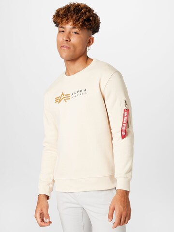 ALPHA INDUSTRIES Sweatshirt in Beige: predná strana