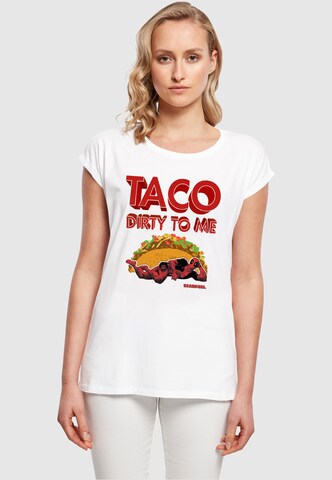 ABSOLUTE CULT T-Shirt 'Deadpool - Taco Dirty To Me' in Weiß: Vorderseite