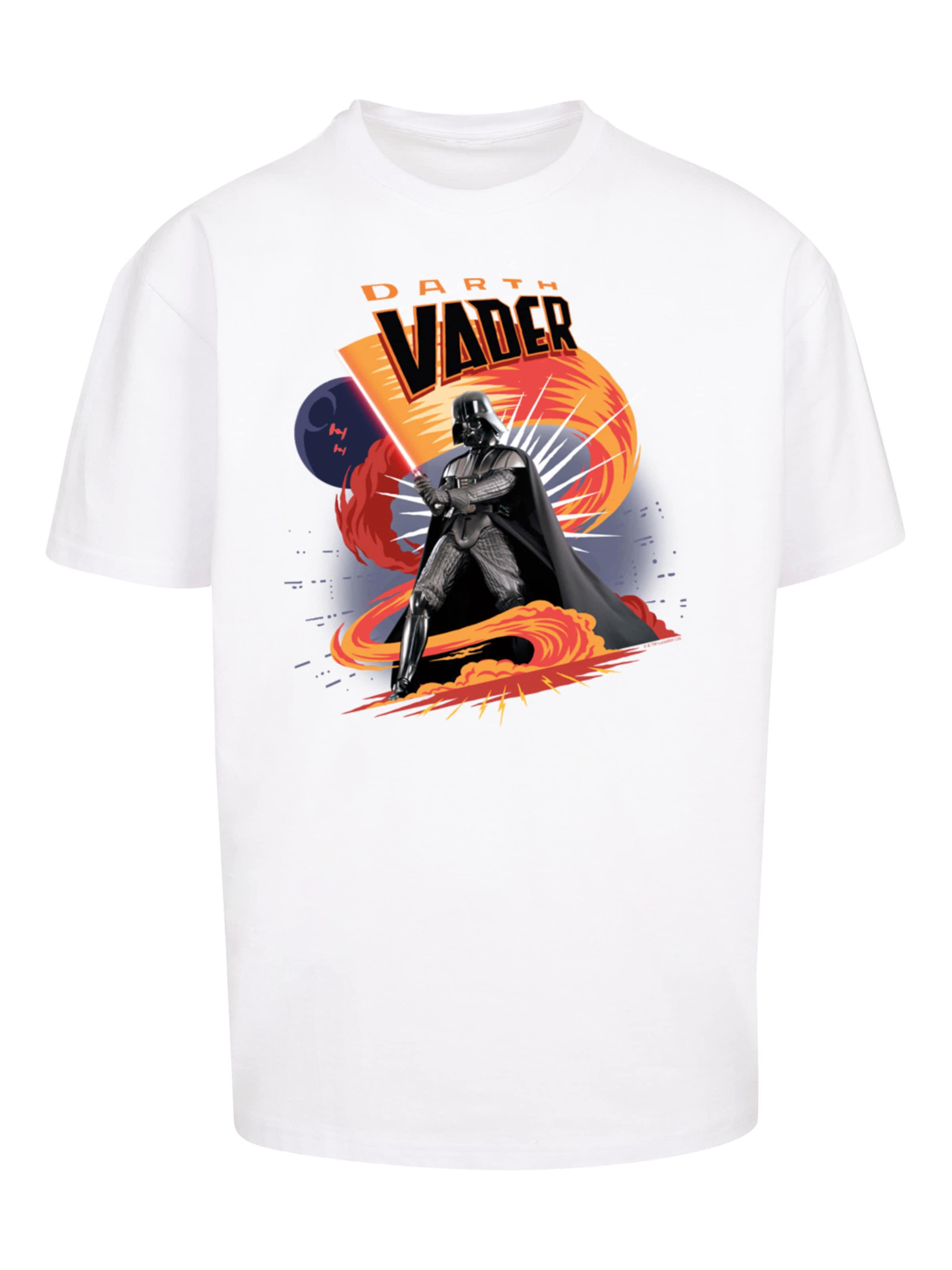F4NT4STIC Shirt 'Star Wars Darth Vader Swirling Fury' in Wit: voorkant