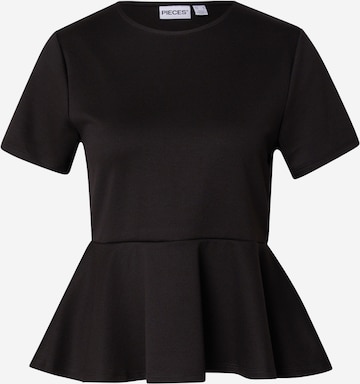 Tricou 'PCALISA' de la PIECES pe negru: față