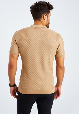 Leif Nelson T-Shirt Feinstrick Polo in Braun