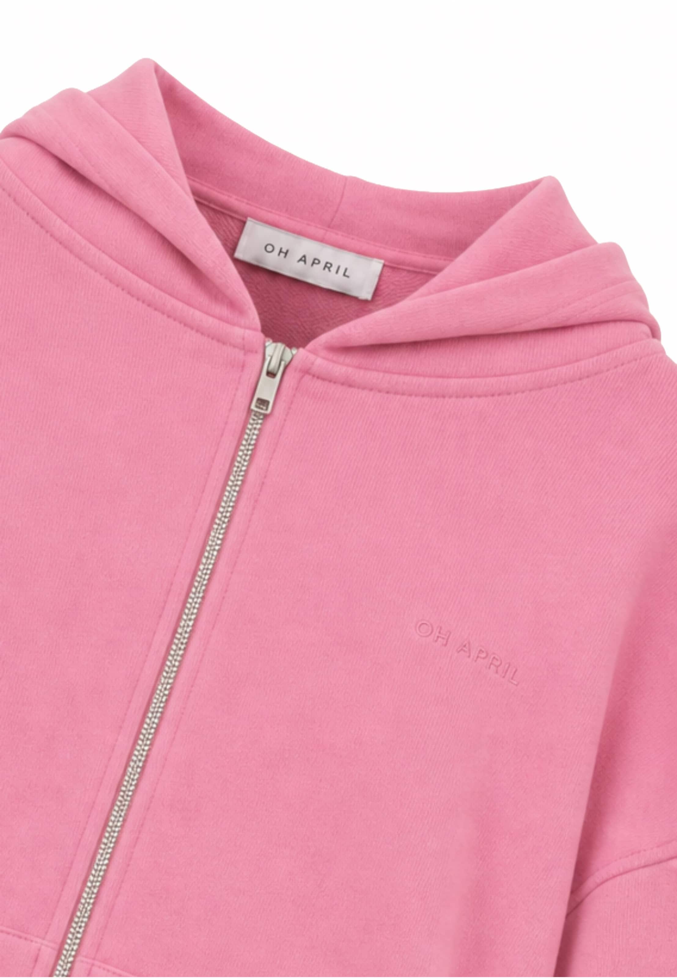 OH APRIL - Sudadera con cremallera 'Flower' en rosa