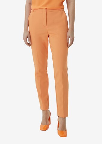 COMMA Slim fit Pleated Pants in Orange: front