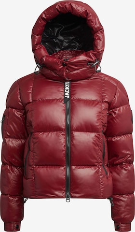 JACK1T Outdoor Jacket ' EZ Boxed Crop Puffer Lux ' in Red: front