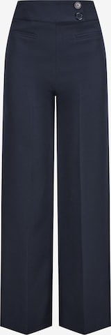 Nicowa Marlenehose 'COREANA', hohe Taille, Model trägt Größe 34 in Blau: Vorderseite