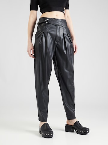 BOSS - Tapered Pantalón plisado 'Telary' en negro: frente