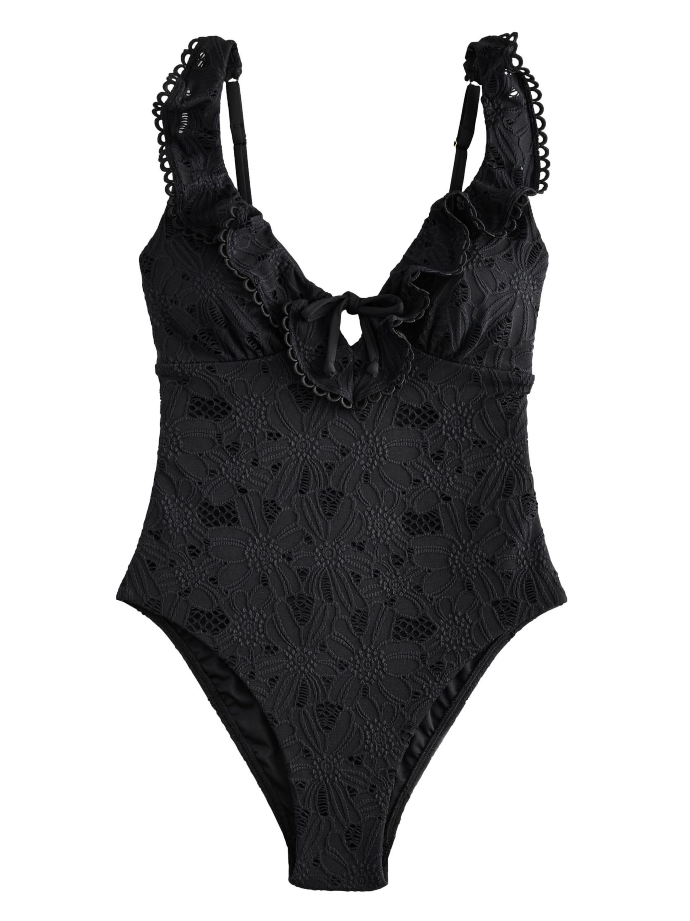 LAURA ASHLEY Triangle Swimsuit in Black: front