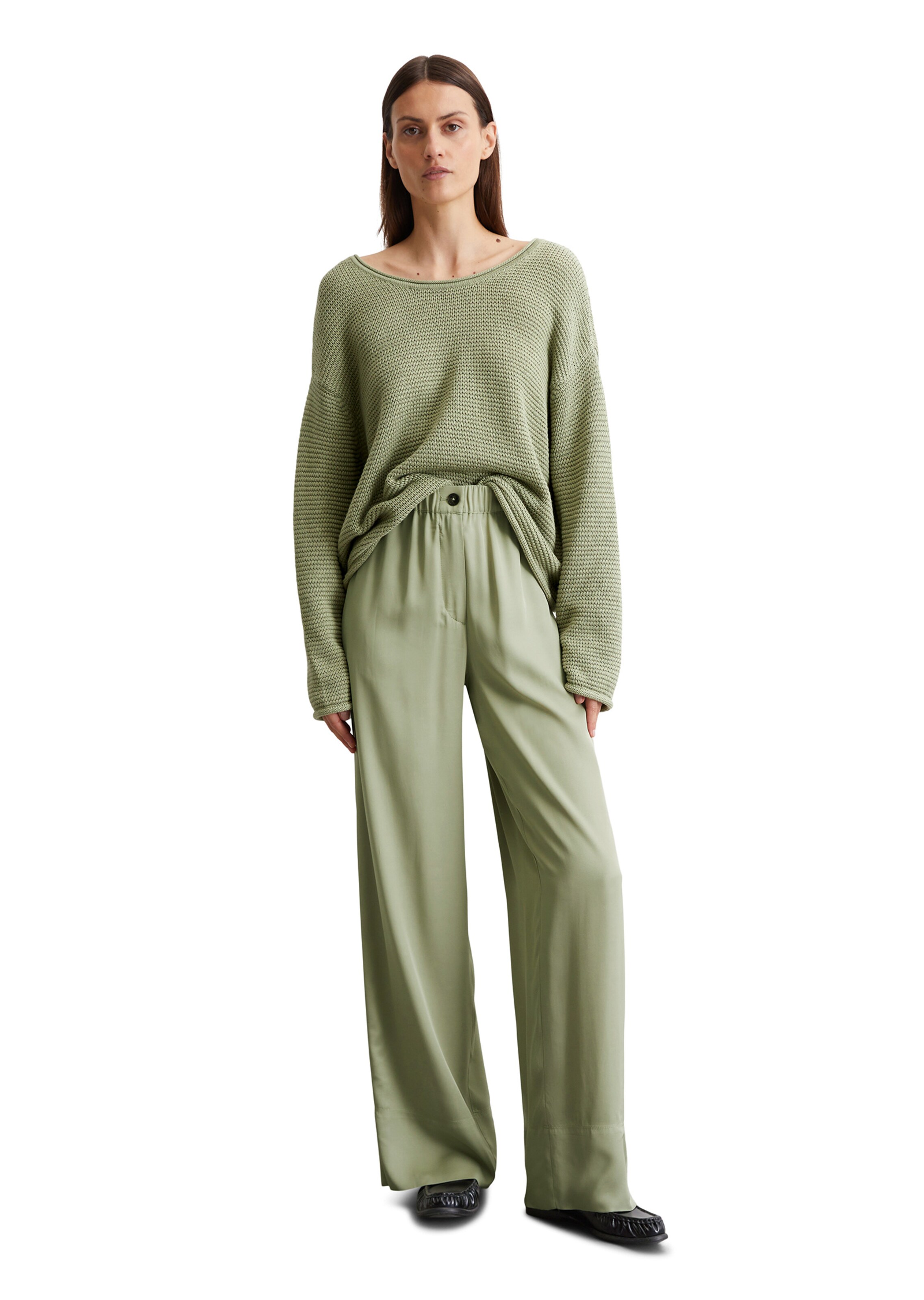 Marc O'Polo Wide Leg Hose in Grün