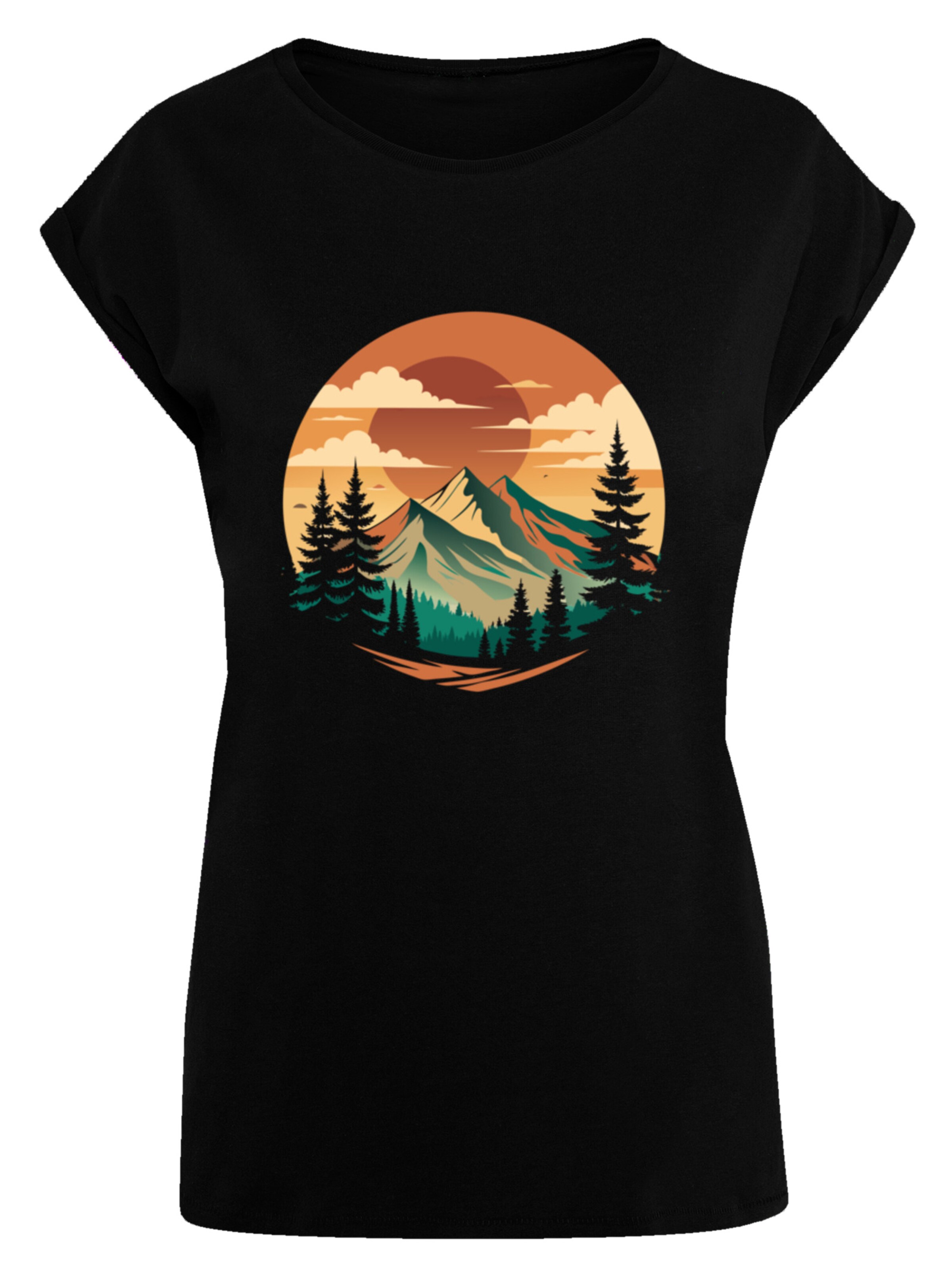 F4NT4STIC Shirt 'Sonnenuntergang Berglandschaft' in Black: front