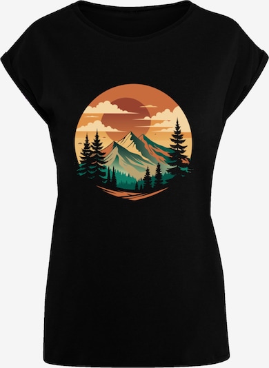 F4NT4STIC T-Shirt 'Sonnenuntergang Berglandschaft' in braun / grün / schwarz, Produktansicht
