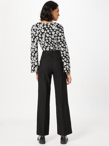 Monki Wide leg Pantalon in Zwart