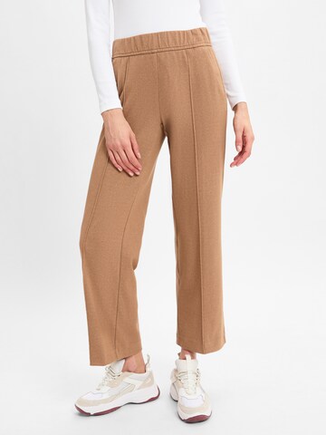 Rosner Wide leg Pleated Pants ' May ' in Brown: front
