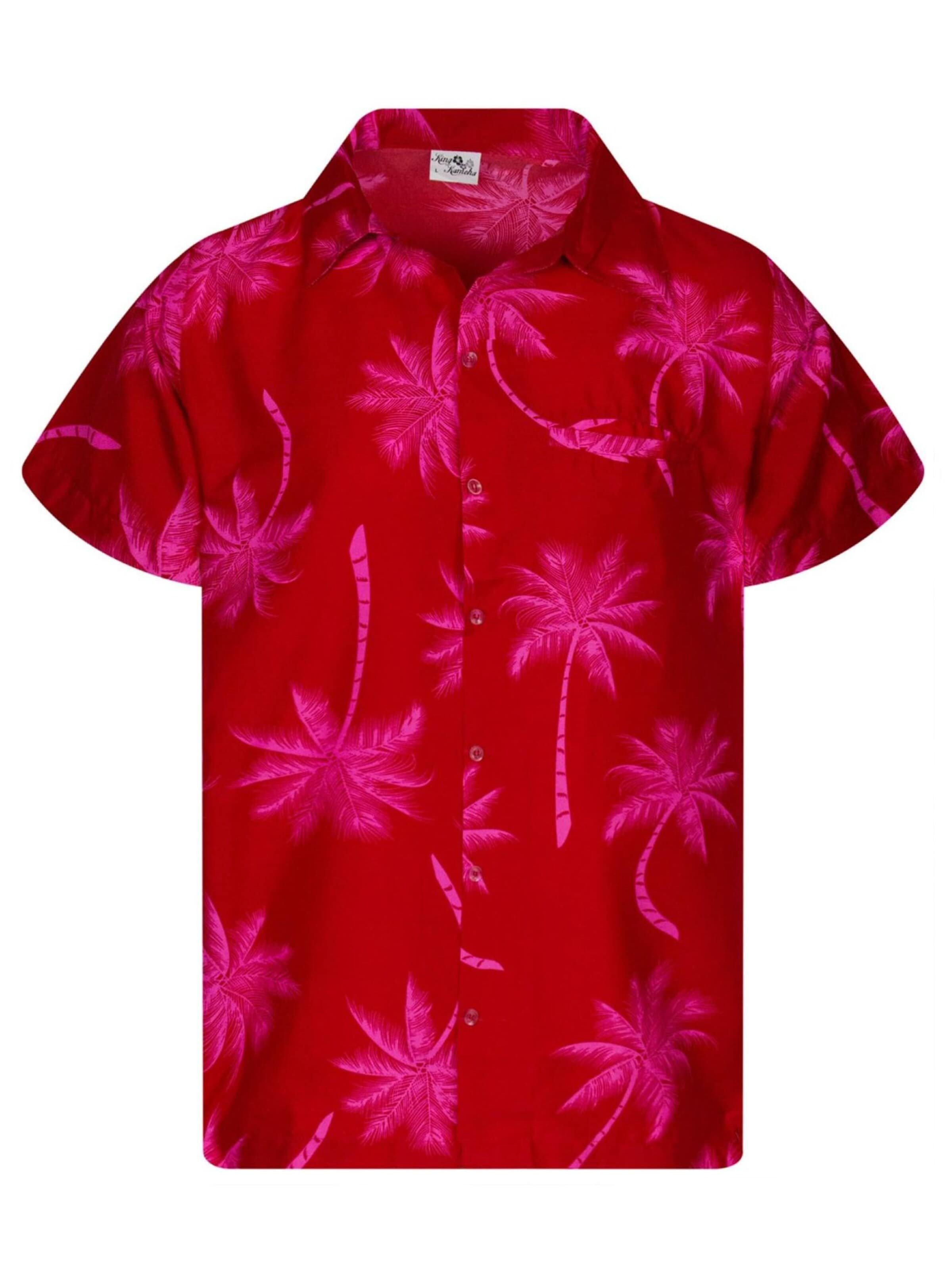 King Kameha Shirt 'Palmshadow'‌‌‌‌‌ in Pink: Vorderseite