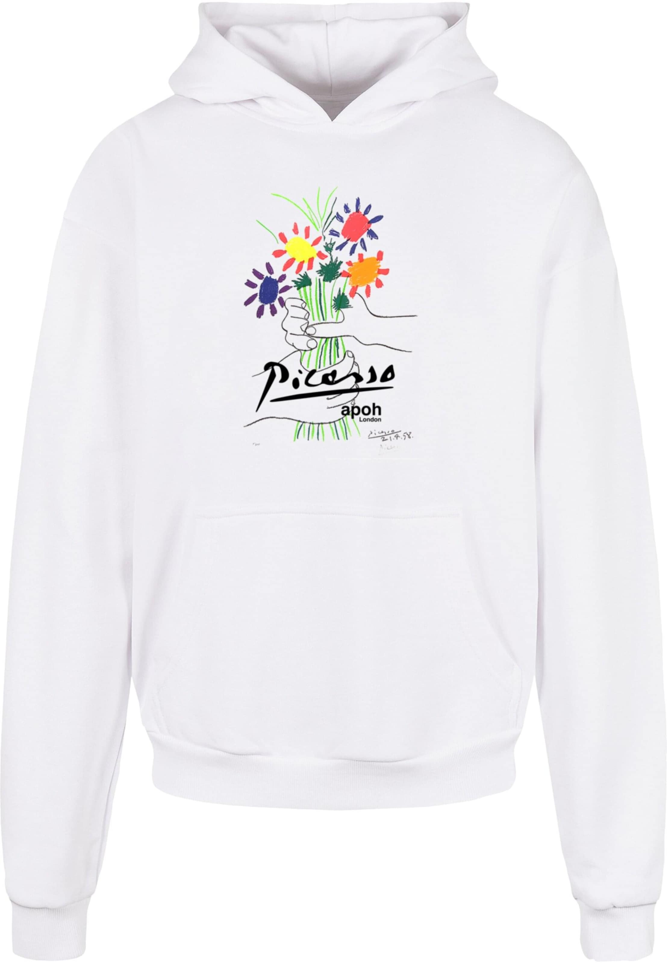 Merchcode Sweatshirt 'Apoh - Picasso Flowers of Peace' in Wit: voorkant