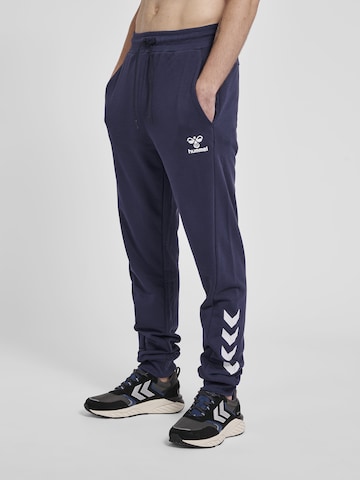 Hummel Tapered Workout Pants in Blue: front