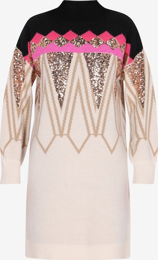 Megzta suknelė iš IZIA, spalva – gelsvai pilka spalva / Auksas / rožinė / juoda, Prekių apžvalga