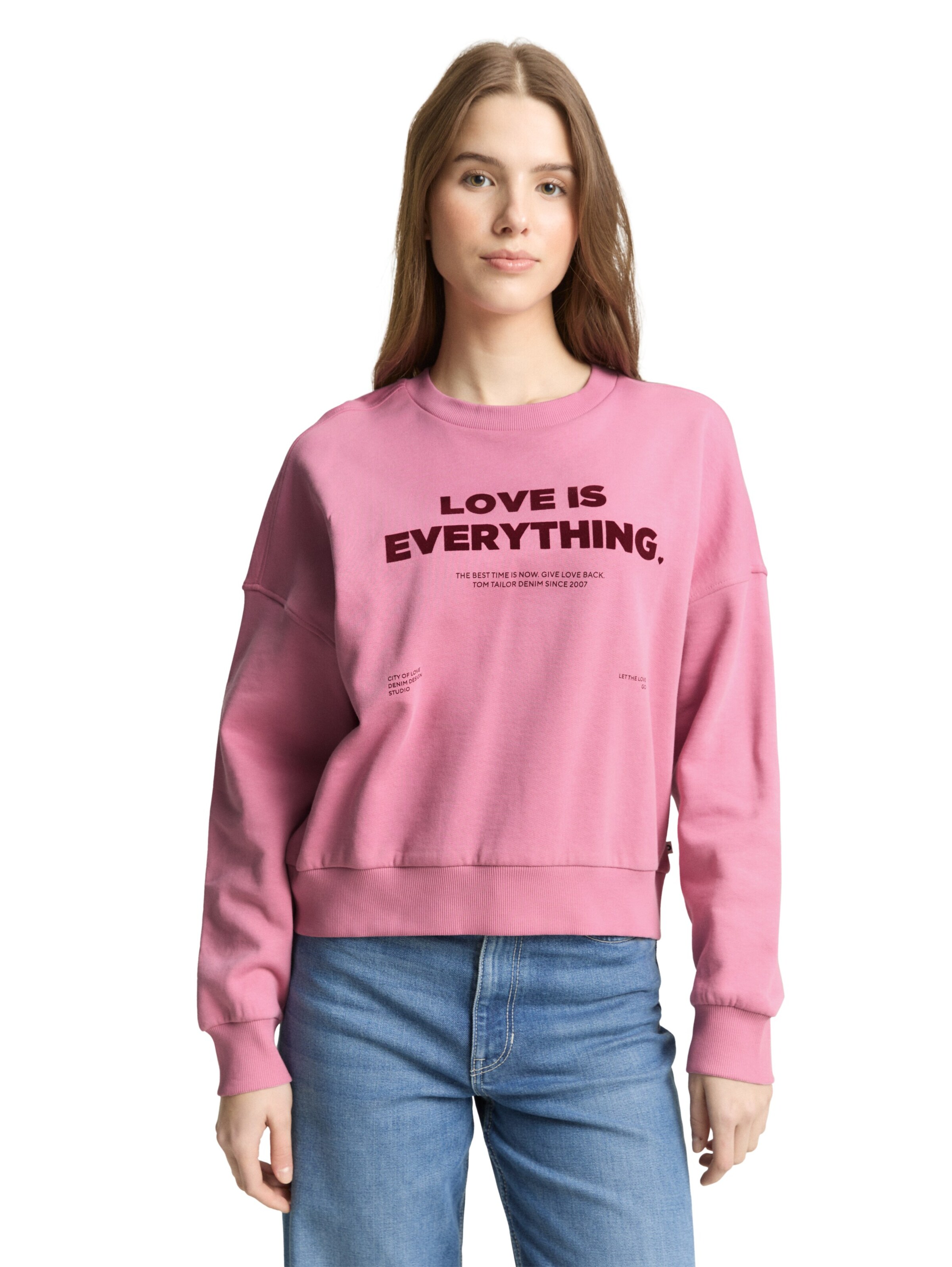 Sweat-shirt TOM TAILOR DENIM en rose : devant
