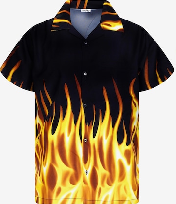 King Kameha Shirt 'Flames' in Gelb: Vorderseite