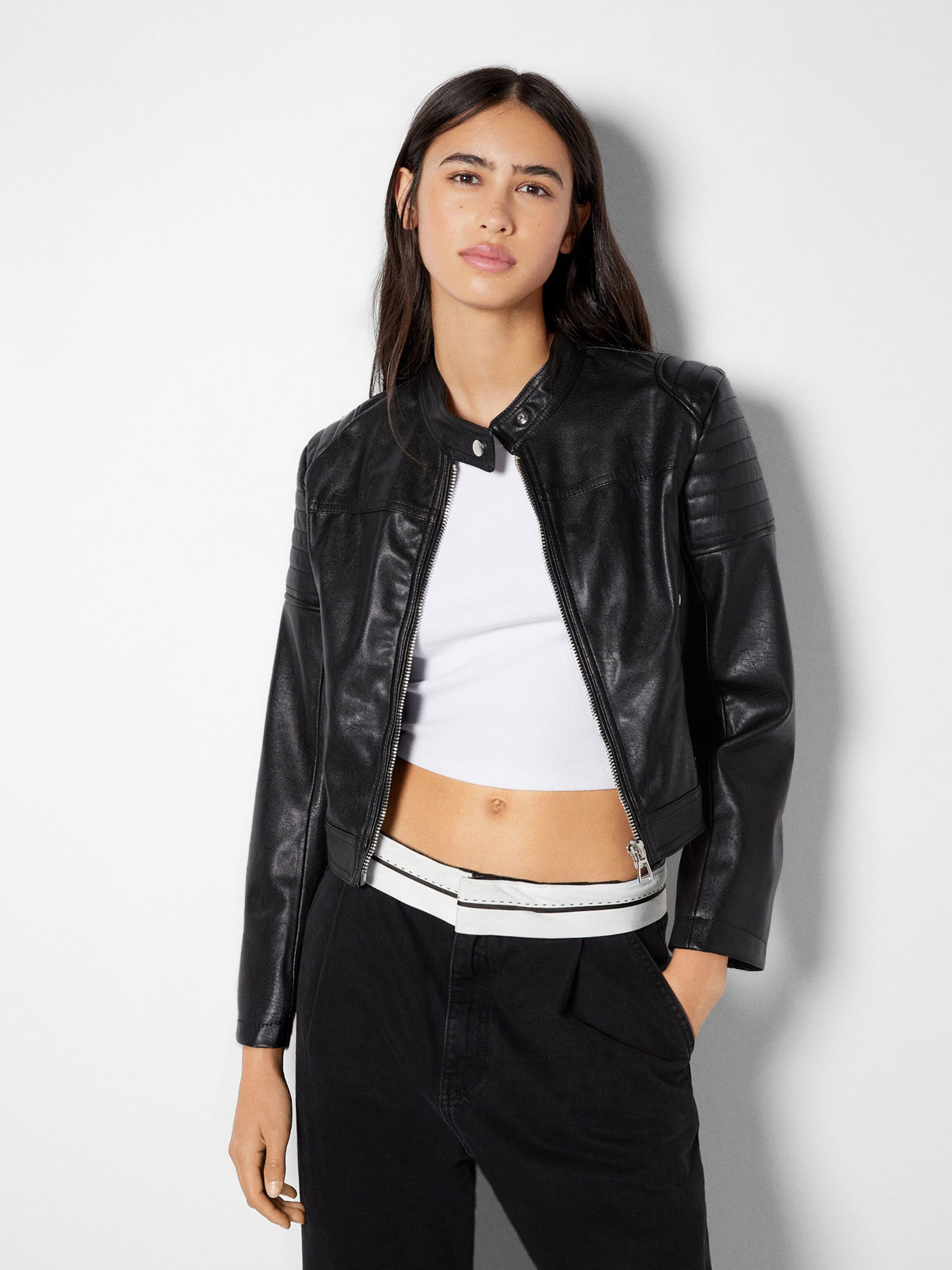 Veste noir bershka hot sale