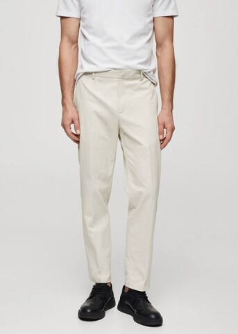 MANGO MAN Slim fit Athletic Pants in Beige: front