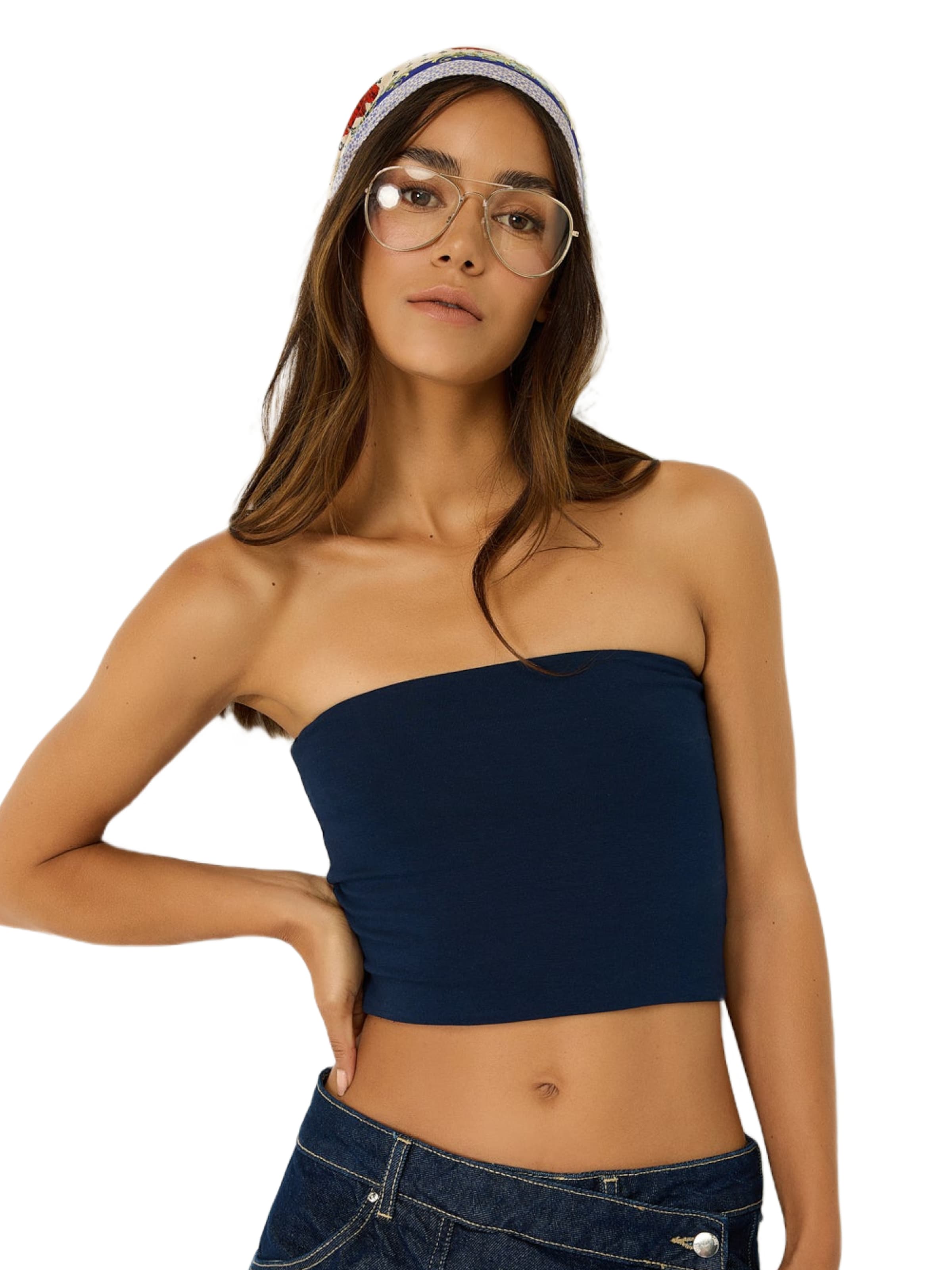 No Matter What Top in Blau: Vorderseite