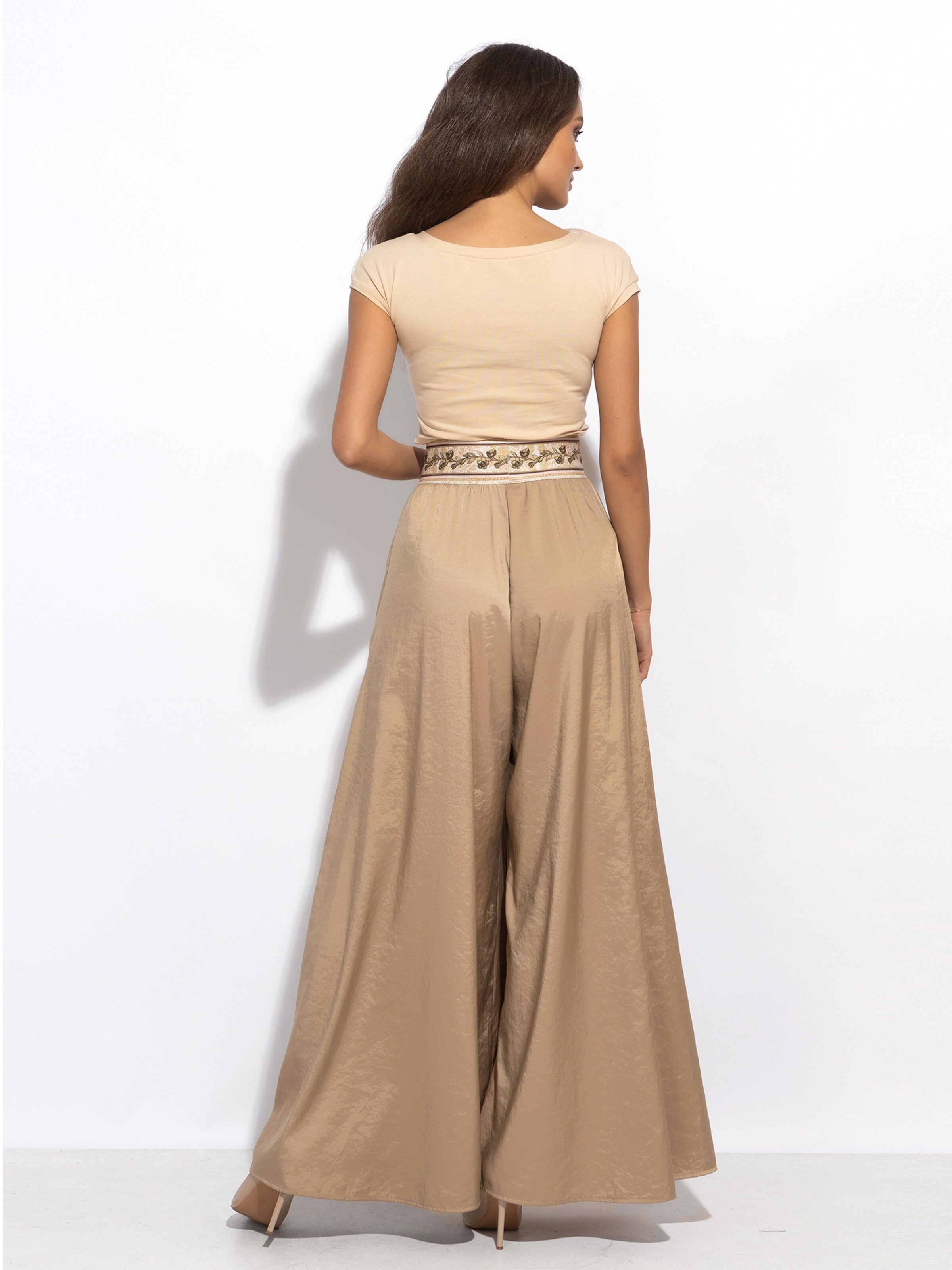 JIORO Wide leg Byxa 'ESSENTIALS' i beige