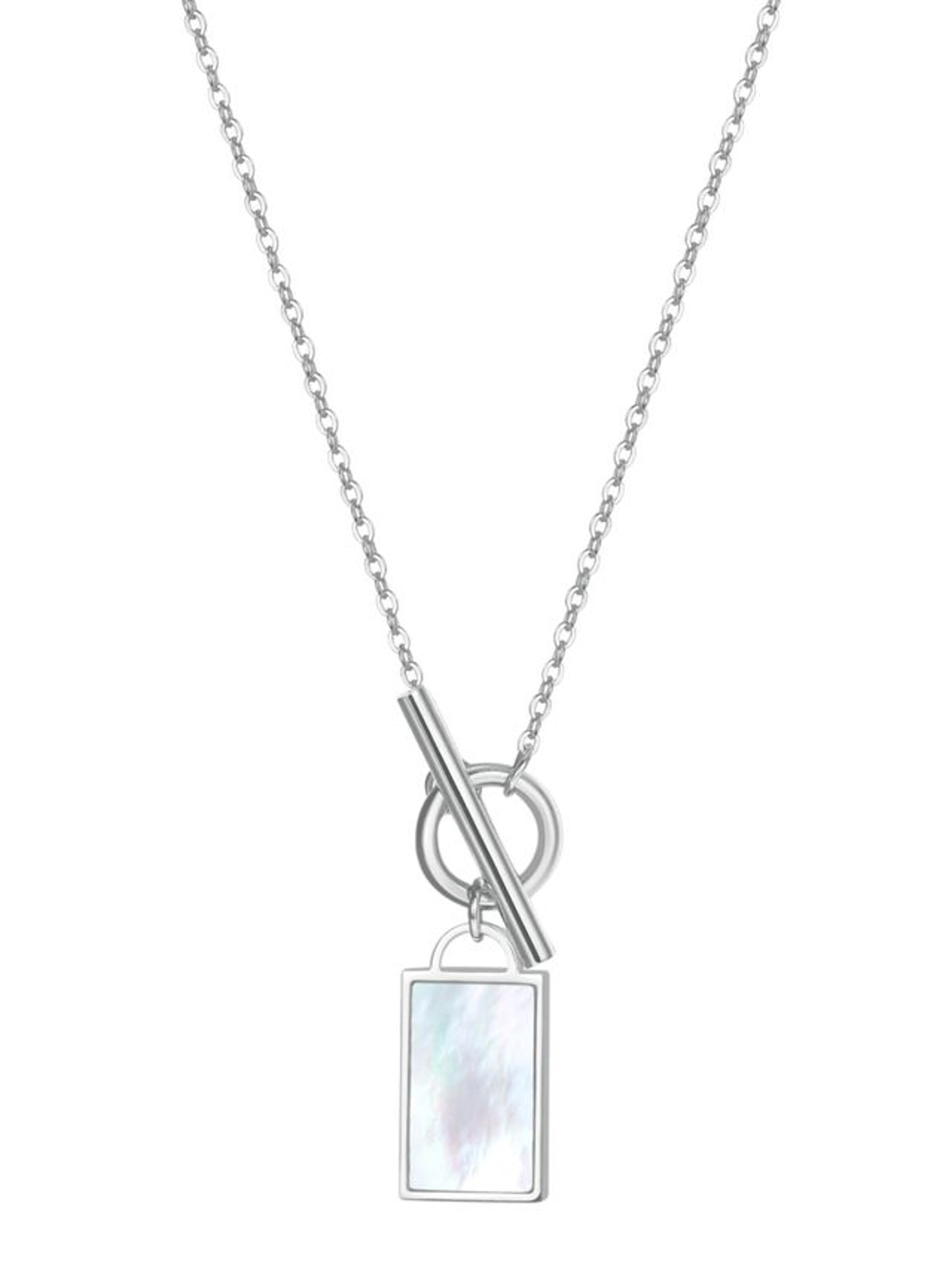 Hey Happiness Necklace 'Shell T-Bar' in Silver: front