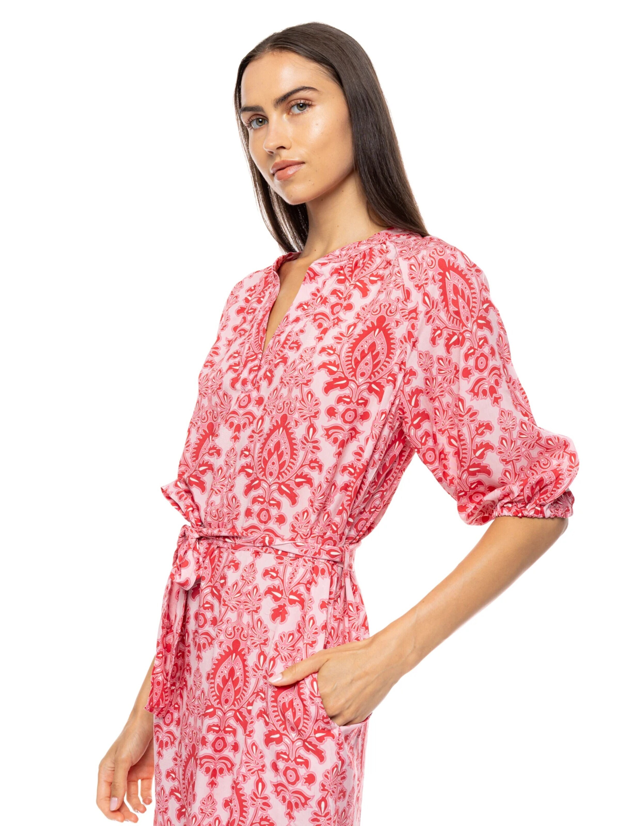 Pink Label - Vestido de verano 'BEACHWEAR RED PAISLEY' en rosa