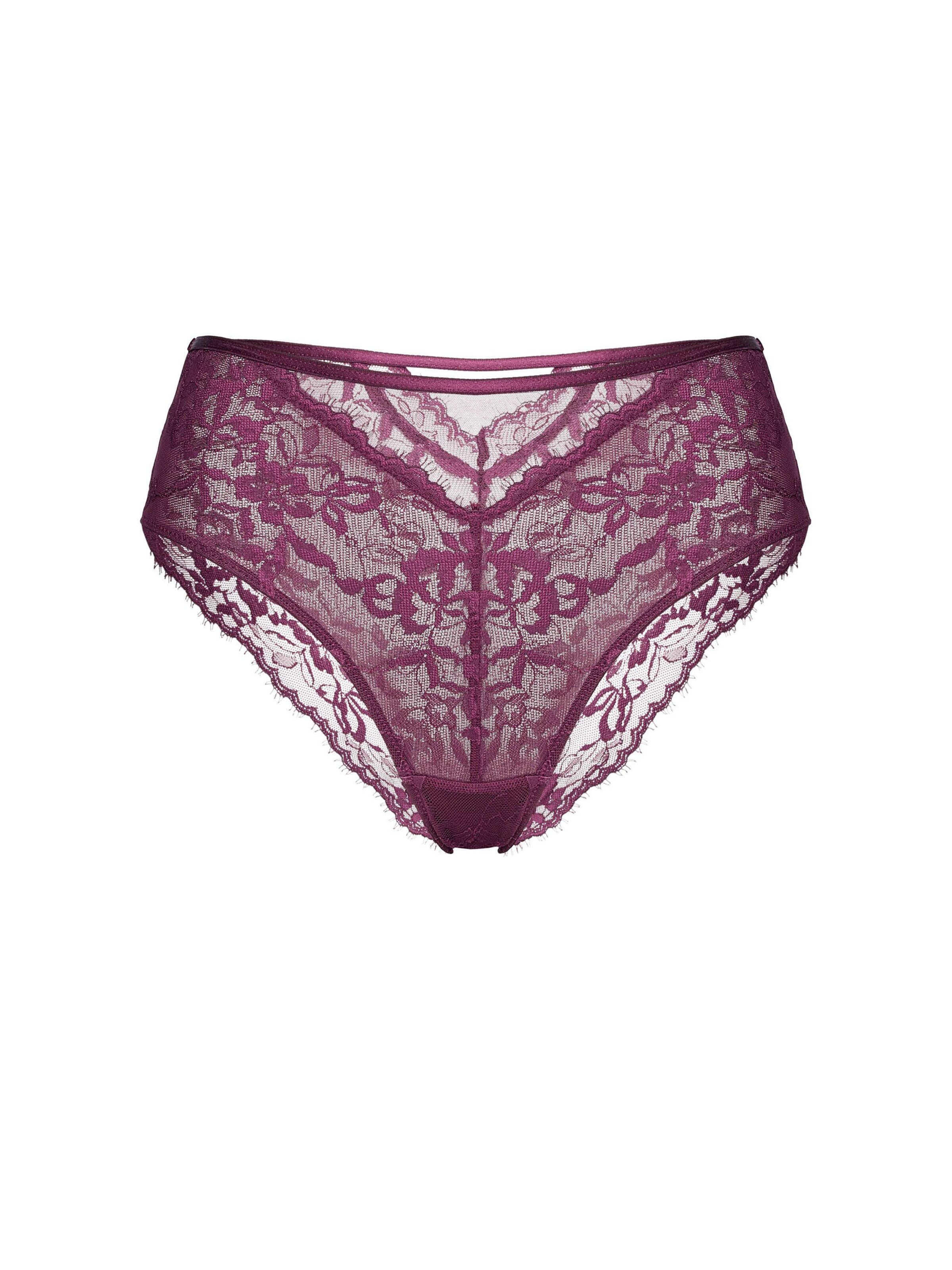 ESOTIQ - Panti 'Hipster Cloe, hohe Leibhöhe, florale Spitze, transparent' en marrón