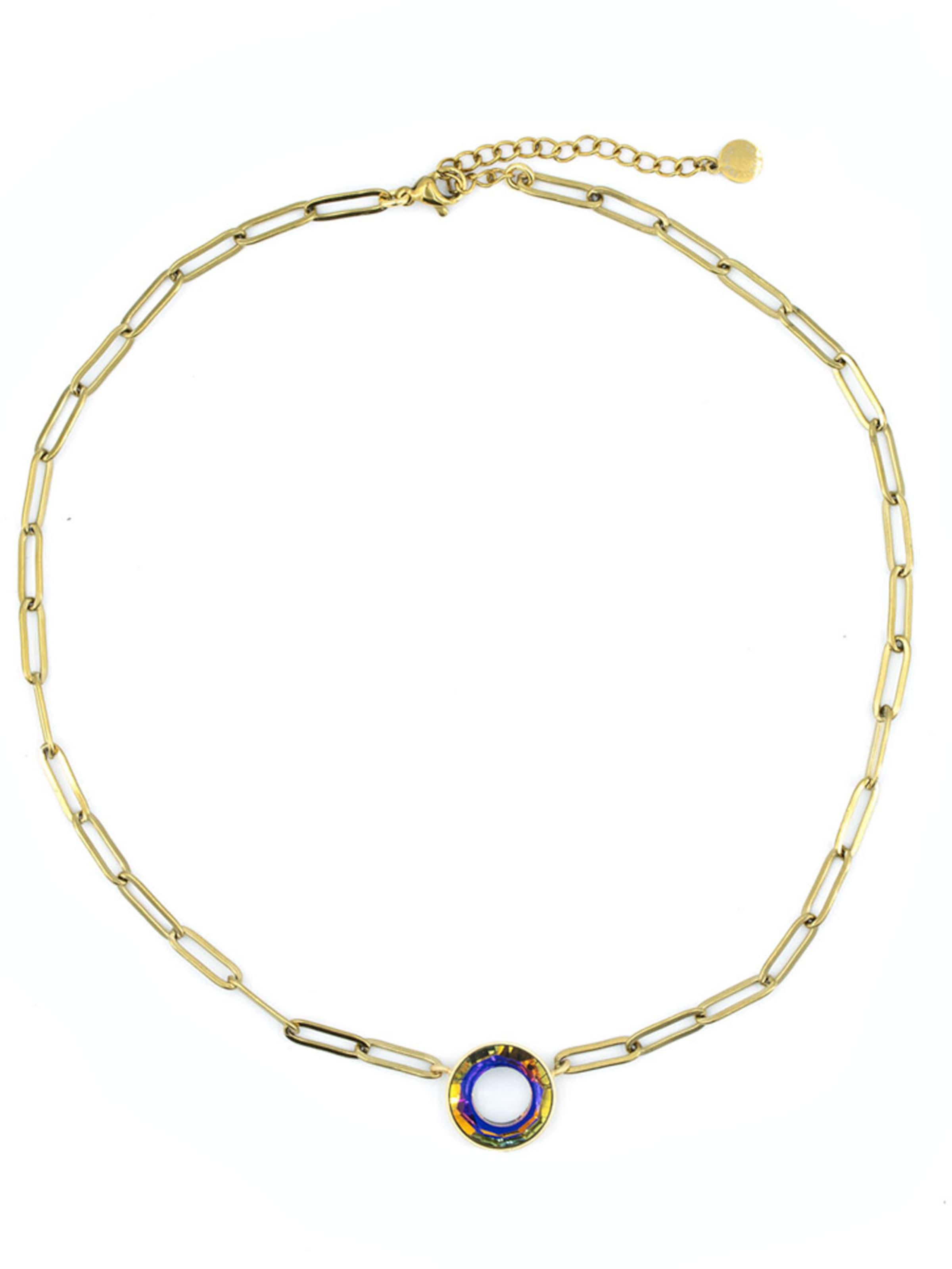 Sergio Engel Necklace 'Cosmic Kette 04 Vergoldete Edelstahlkette mit Cosmic-Kristall-Anhänger' in 37- 41 in Mandarine, Item view