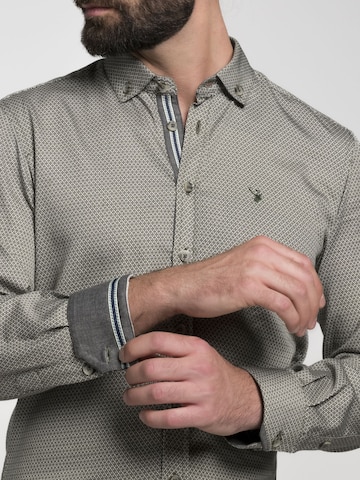 SPIETH & WENSKY Slim fit Traditional Button Up Shirt 'Bitburg' in Grey