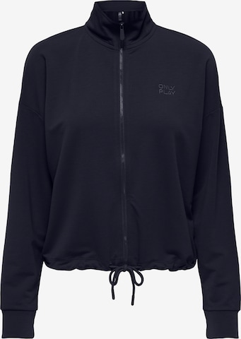 ONLY PLAY Спортна жилетка с качулка 'ONPFREI EMBR' в синьо: отпред